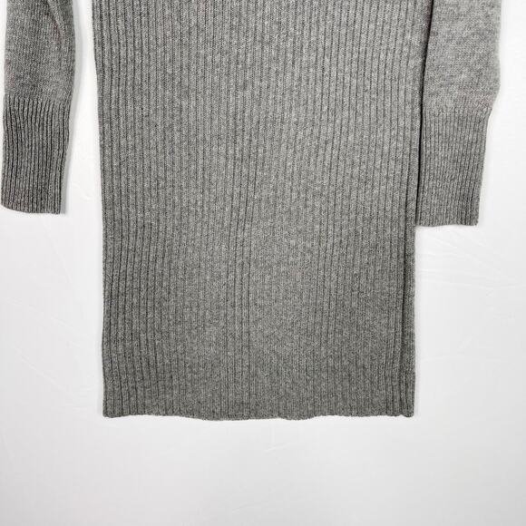 J Crew XSmall XS Gray Wool Blend Cable Knit Turtleneck Sweater Dress Button Side - Picture 5 of 11